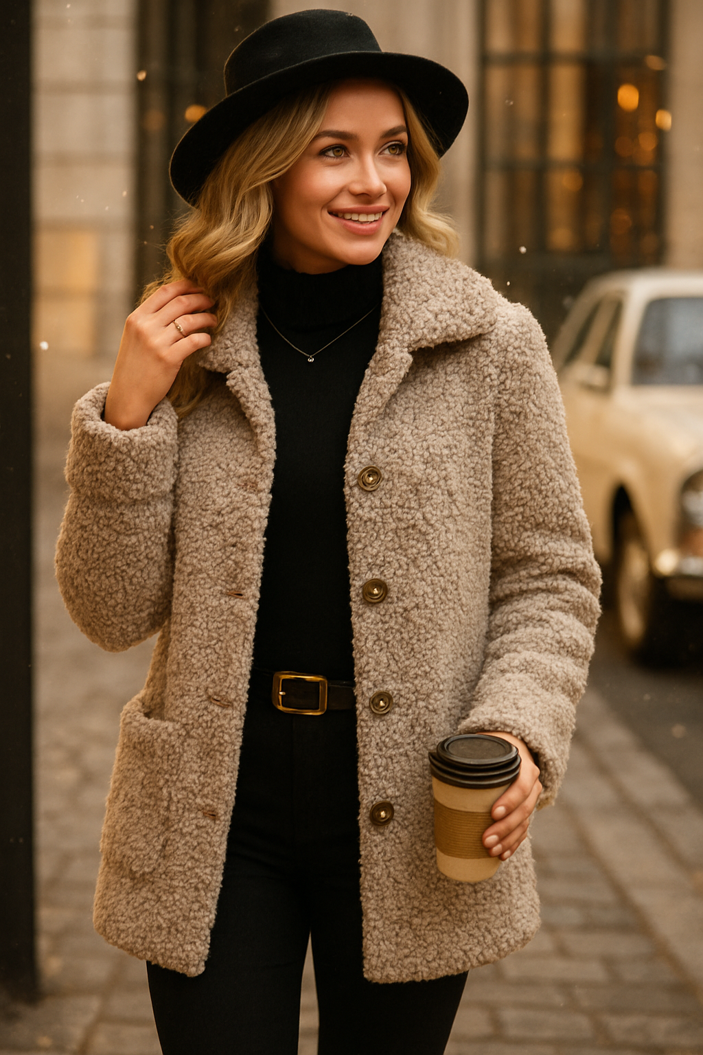 Plush Hooded Long Coat