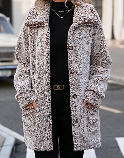 Plush Hooded Long Coat
