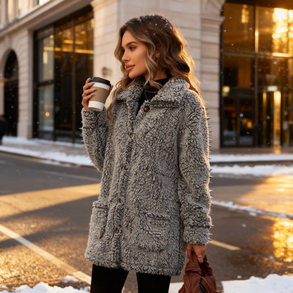 Plush Hooded Long Coat